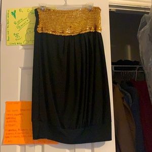Strapless black and gold sparkle dress
